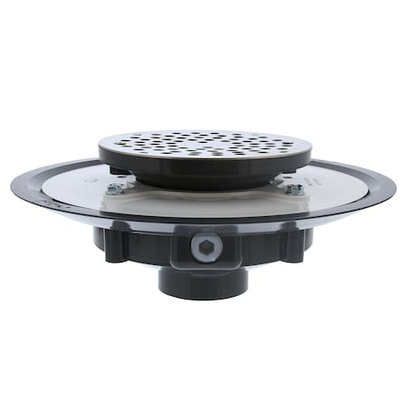 Jones Stephens 2in. Heavy Duty PVC Drain Base with 3-1/2in. Plastic Spud and 6in. Stainless Steel Strainer D50037